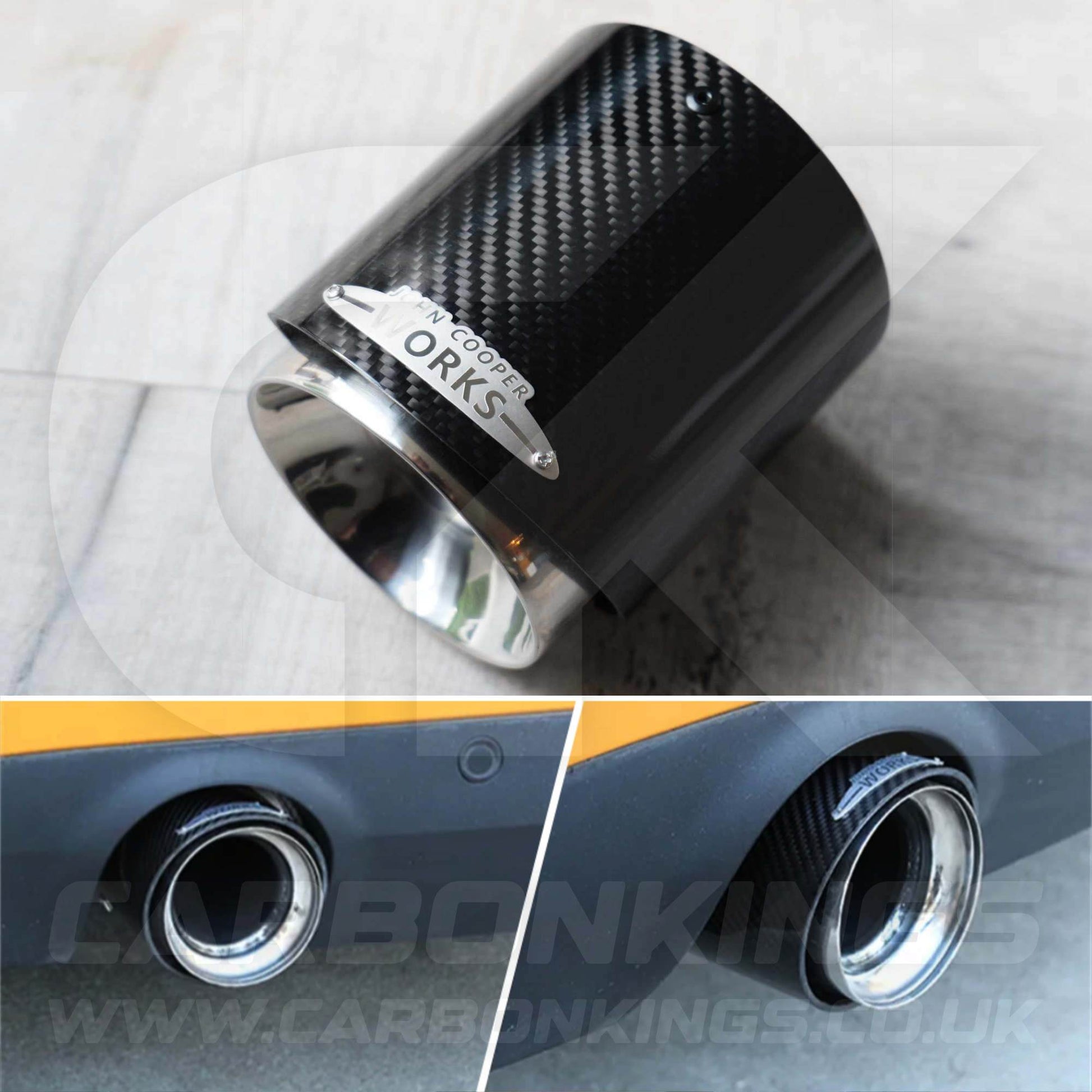 72mm Mini JCW Carbon Fibre / Silver Exhaust Tip R55 R56 R57 R58 R59 R60 R61 Cooper