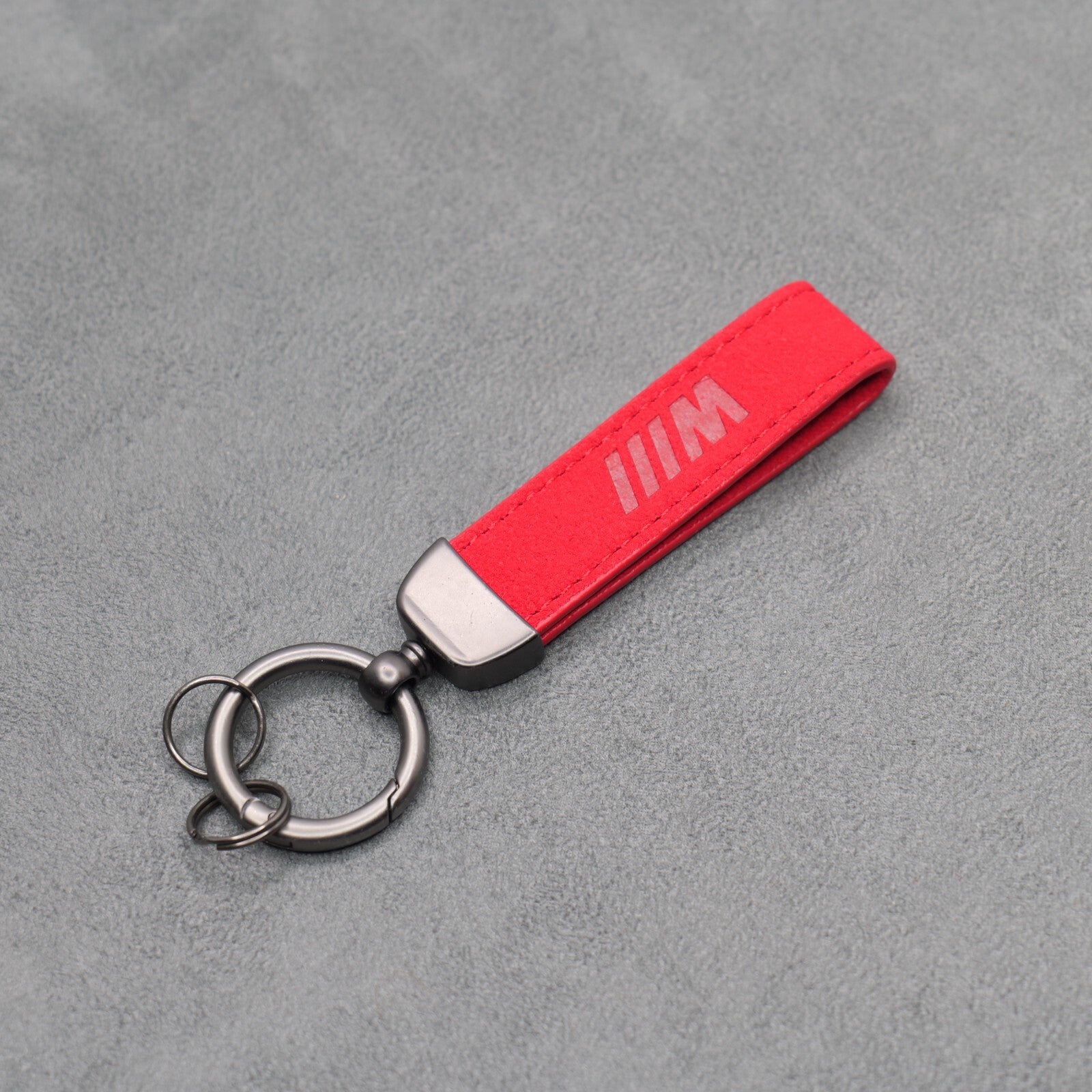 BMW M Performance Red Suede Key Ring Chain Alcantara Red Stitching Premium