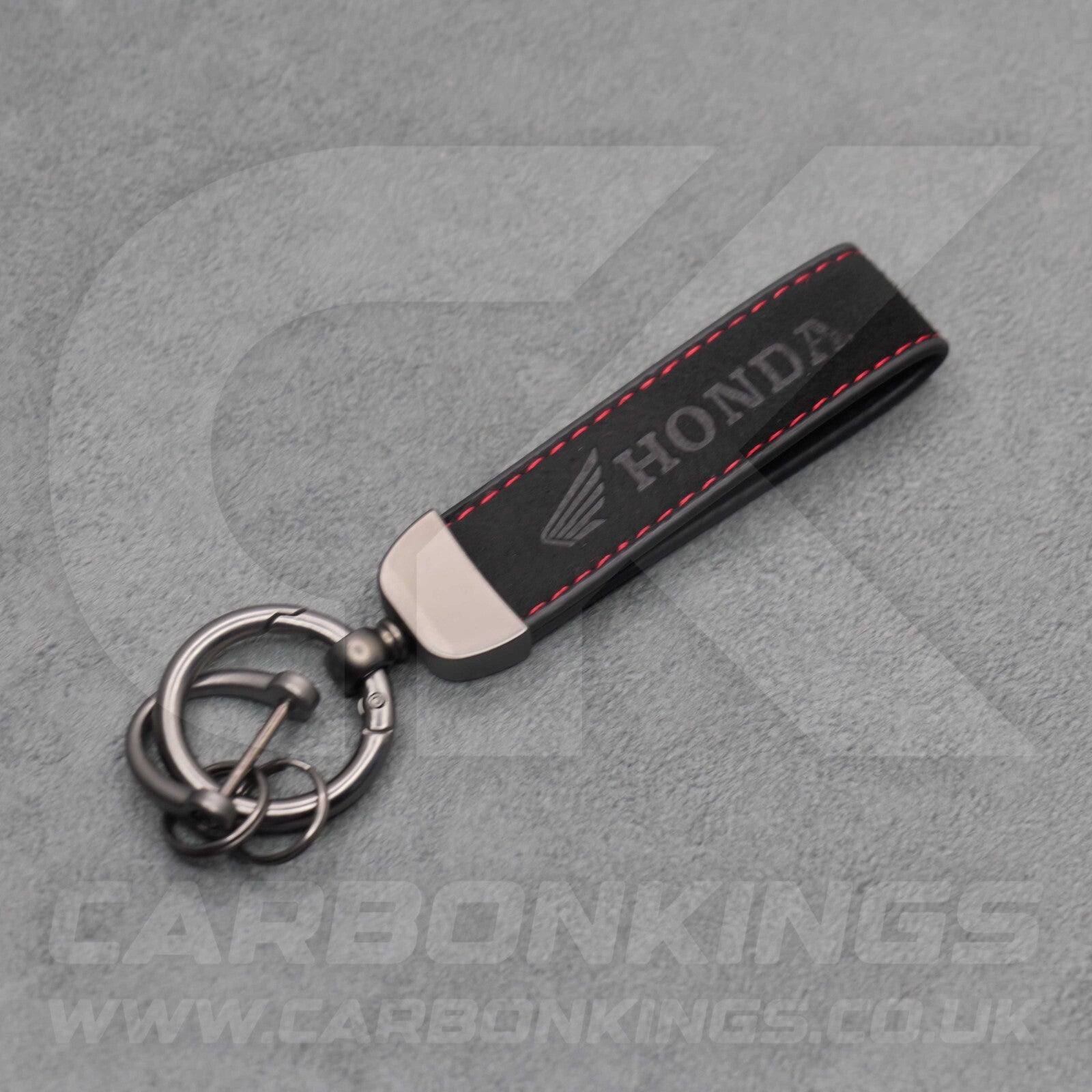 Honda Black Suede Key Ring Chain Car Civic Type R Premium Alcantara Stitched
