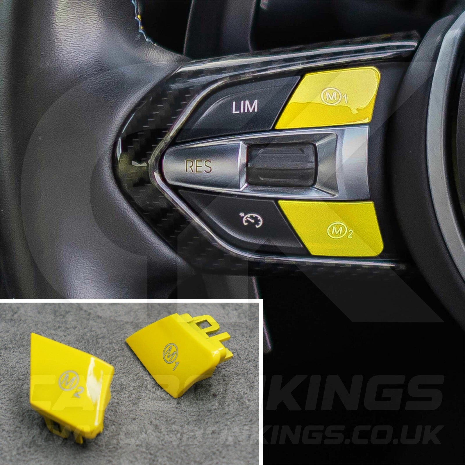 Yellow M1 & M2 Buttons Set for BMW M2 M3 M4 M5 M6 X5M X6M F80 F82 F83 F85 F87