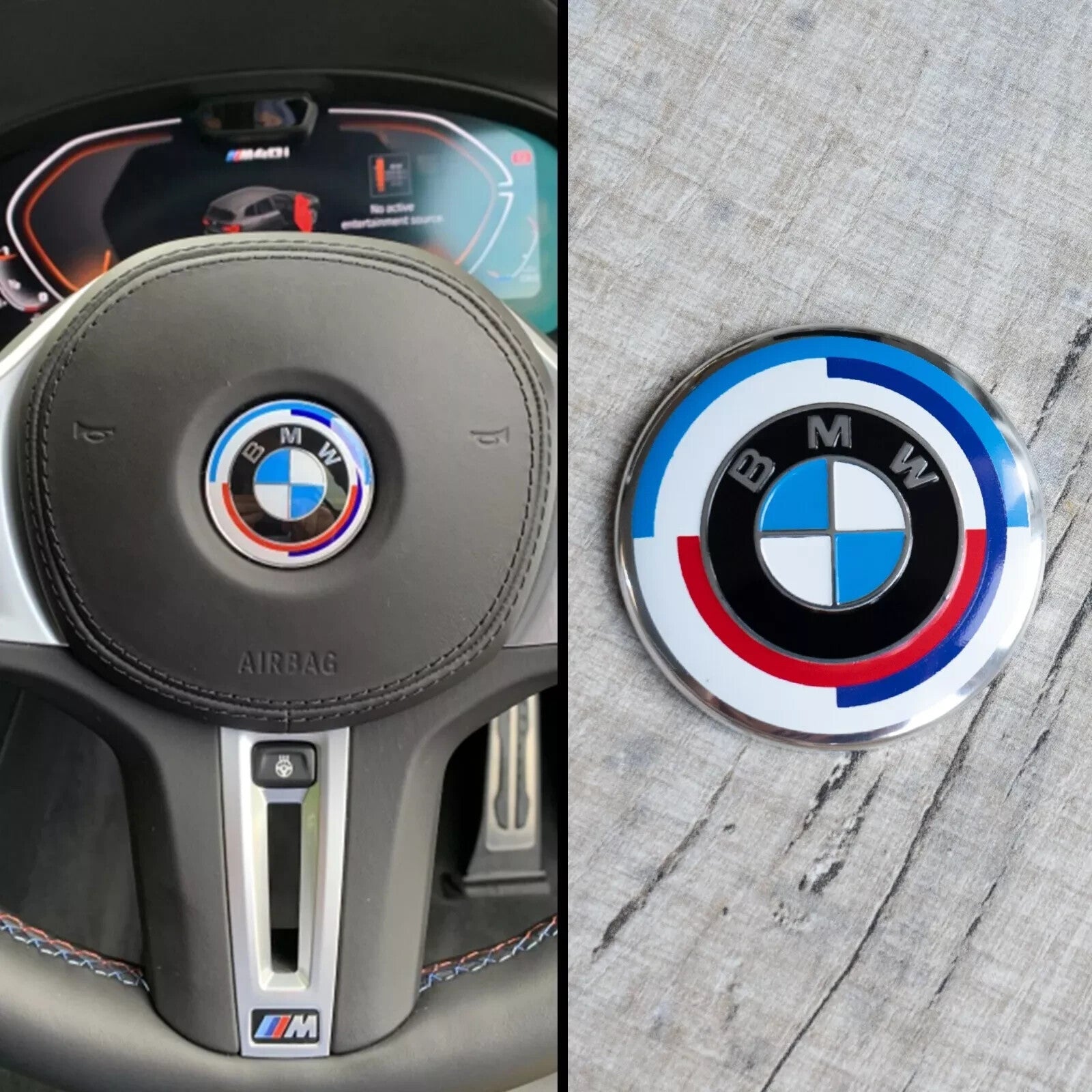 50th Anniversary 46mm Steering Wheel Cap Badge Emblem for B M W - 50 Years
