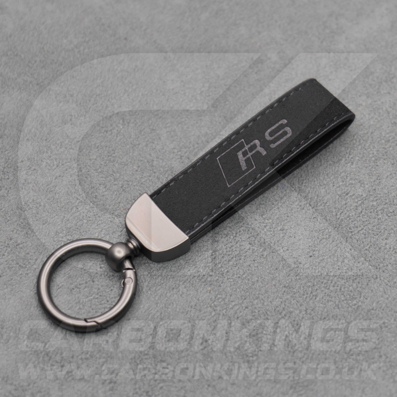 Audi RS Black Suede Key Ring Chain Alcantara Stitched Premium RS3 RS4 RS5 RS6