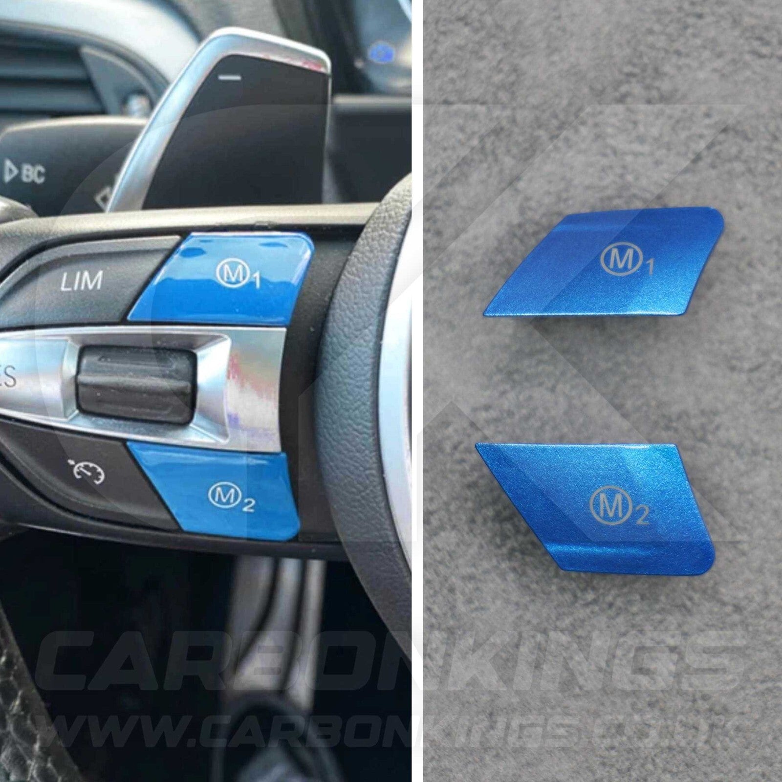 BMW Metallic Blue M1 & M2 Buttons Set for M2 M3 M4 M5 M6 X5M X6M F80 F82 F83 F87