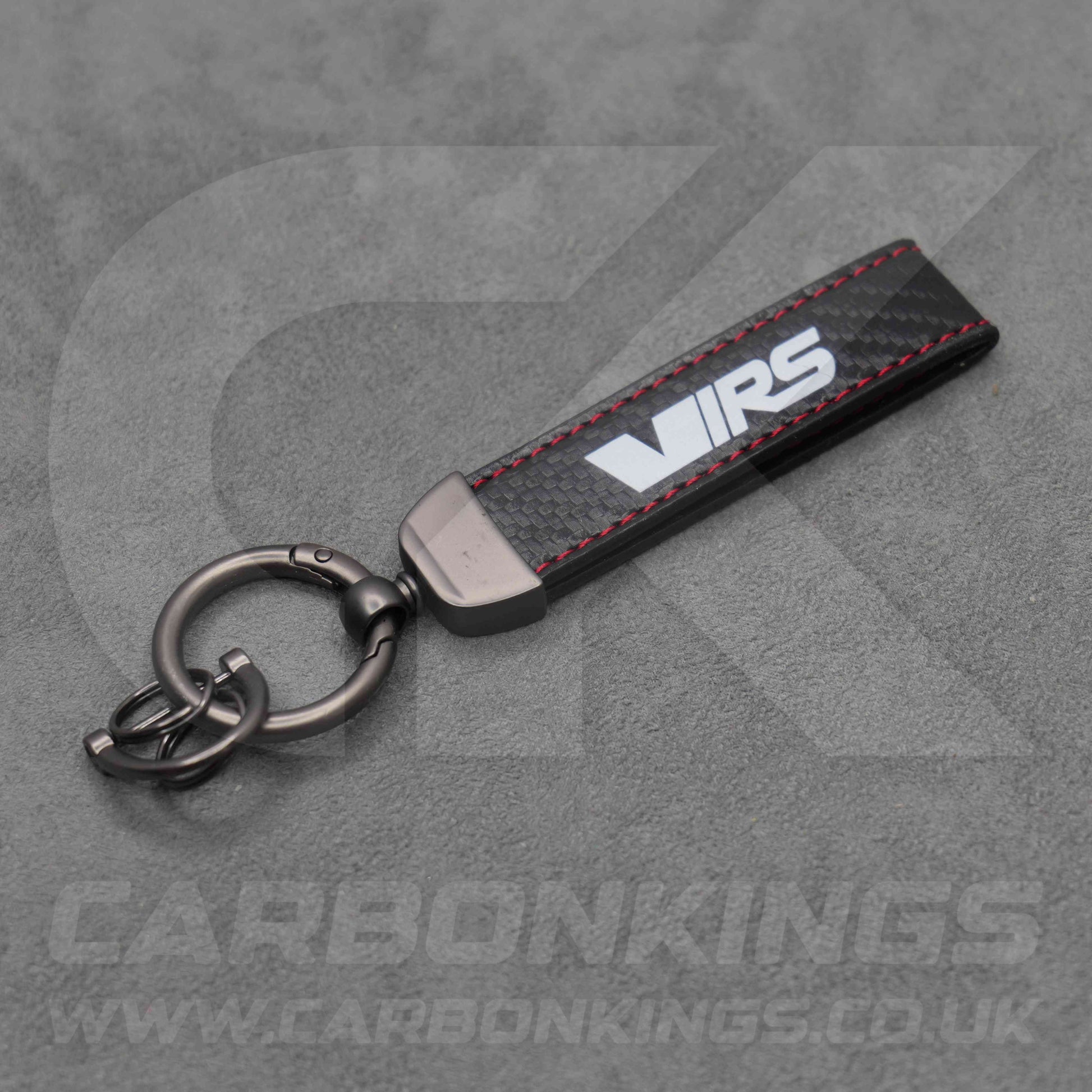 Skoda VRS Carbon Fibre / Red Stitching Key Ring Chain Octavia Elroq Enyaq Kodiaq