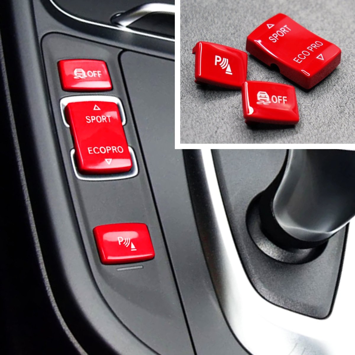 Red Sport Eco Pro DSC Parking Centre Console Buttons for BMW F20 F22 F30 F32 F33 F36 - Interior Styling | Carbon Kings