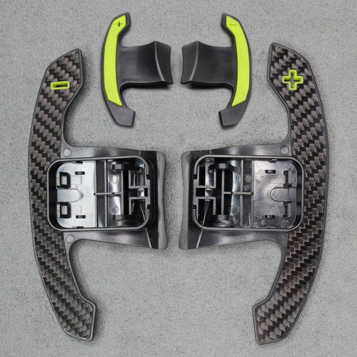 Carbon Fibre & Yellow Gear Shifter Paddles for Toyota GR Supra A90/A91 - Interior Styling | Carbon Kings