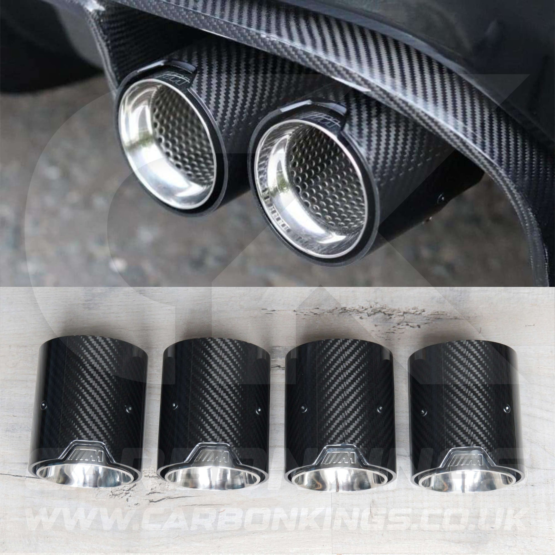 BMW M Performance Carbon Fibre / Silver Exhaust Tips for G80 G81 G82 G83 M3 M4