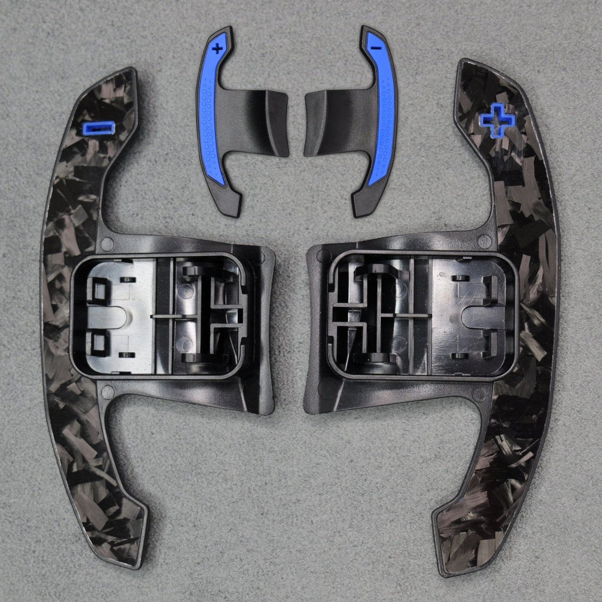 Forged Carbon Fibre & Blue Gear Shifter Paddles for BMW F80 M3 F82 M4 M2 F30 - Interior Styling | Carbon Kings