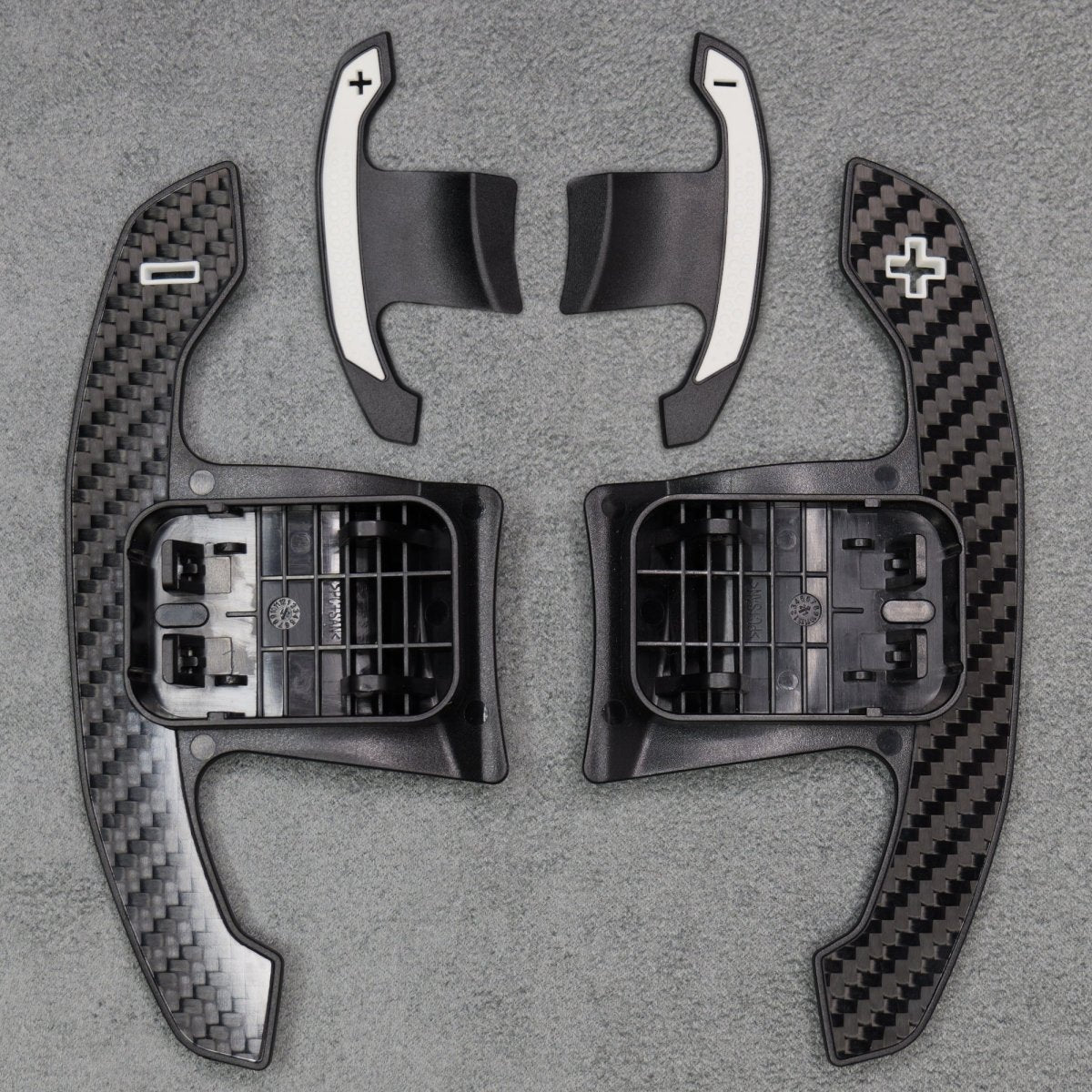 Carbon Fibre & White Gear Shifter Paddles for Toyota GR Supra J29/DB A90/A9 2019+ - Interior Styling | Carbon Kings