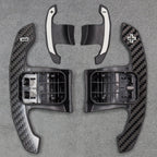 Carbon Fibre / White Gear Shifter Paddles for BMW F80 M3 F82 F83 M4 F87 M2 F30 G80 - Interior Styling | Carbon Kings