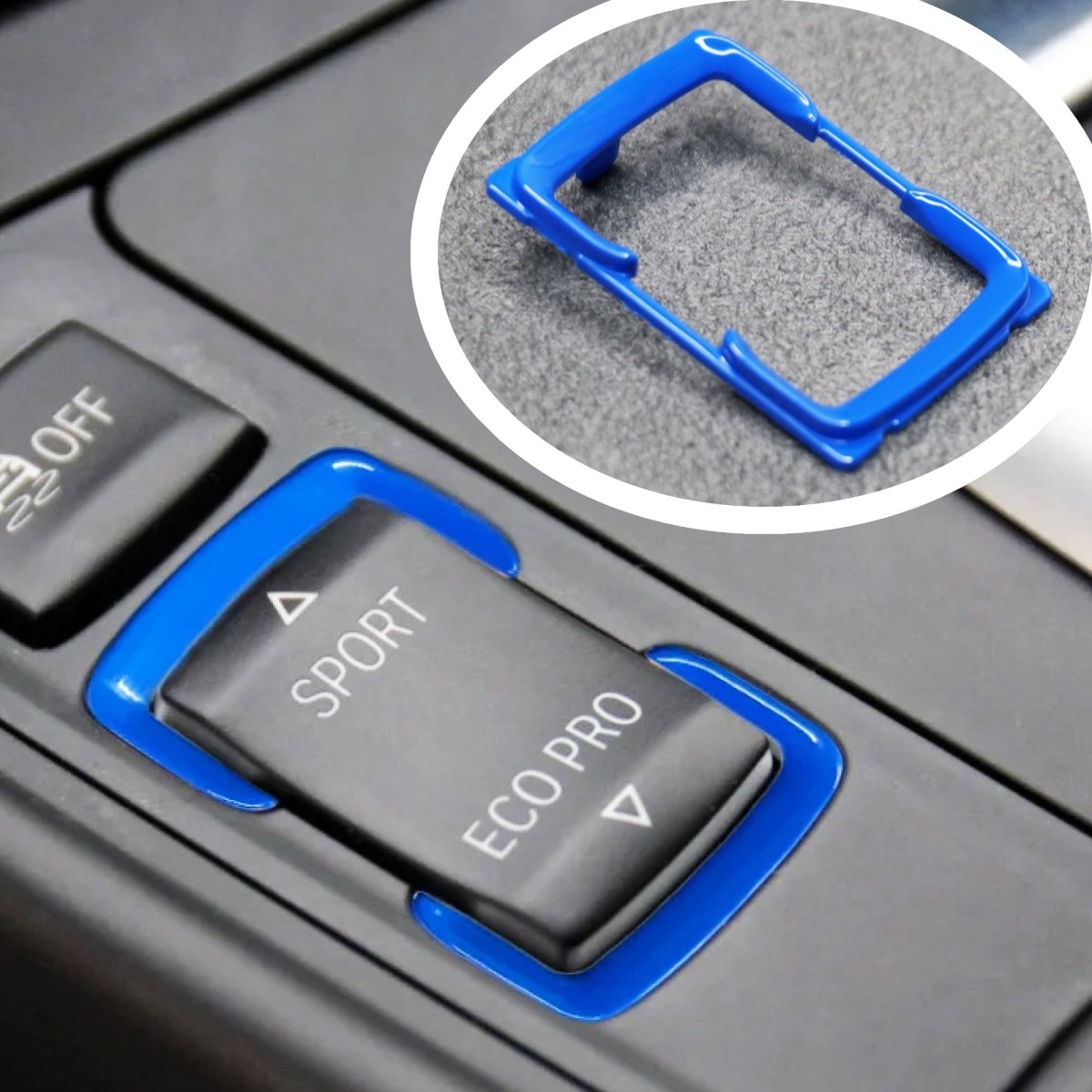 Blue Sport Eco Centre Button Trim for BMW F20 F21 F22 F30 F32 F33 F36 i3 i3S - Interior Styling | Carbon Kings