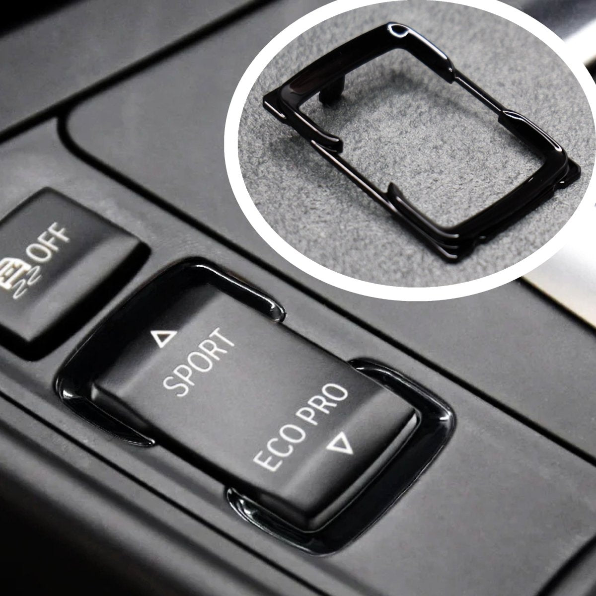 Black Sport Eco Centre Button Trim for BMW F20 F21 F22 F30 F32 F33 F36 i3 i3S - Interior Styling | Carbon Kings