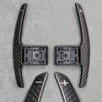 Carbon Fibre / White Gear Paddle Shifters BMW F80 M3 F82 F83 M4 F87 M2 F30 - Interior Styling | Carbon Kings