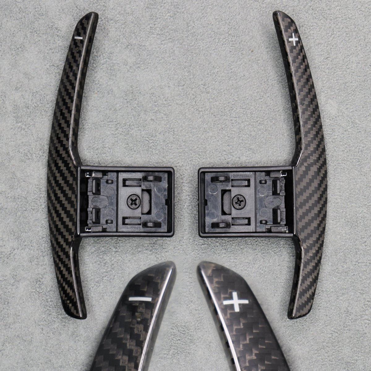 Carbon Fibre / White Gear Paddle Shifters BMW F80 M3 F82 F83 M4 F87 M2 F30 - Interior Styling | Carbon Kings