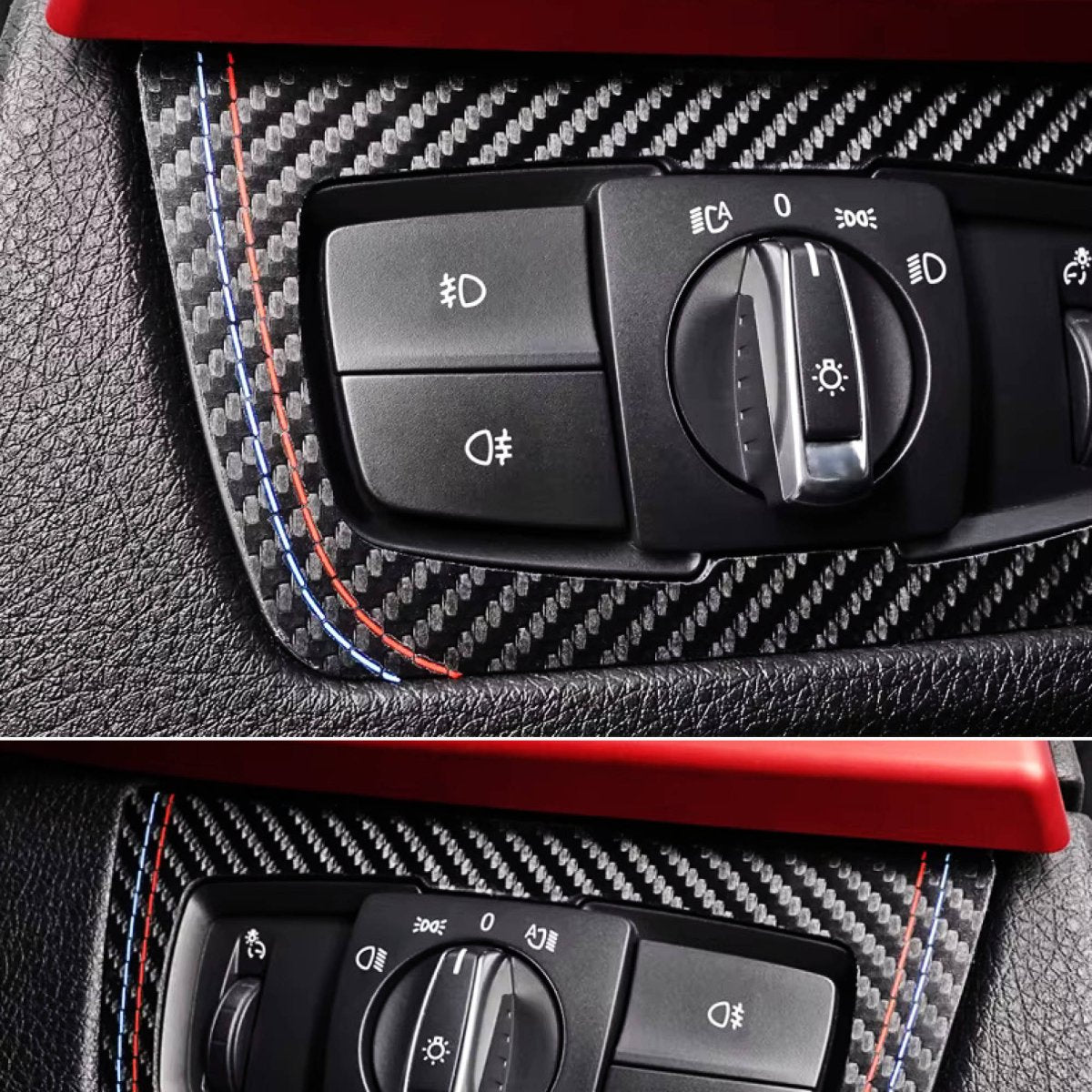 Carbon Fibre Style Headlight Switch Trim for BMW F30 F34 F80 M3 F82 M4 M5 F87 M2 - Interior Styling | Carbon Kings