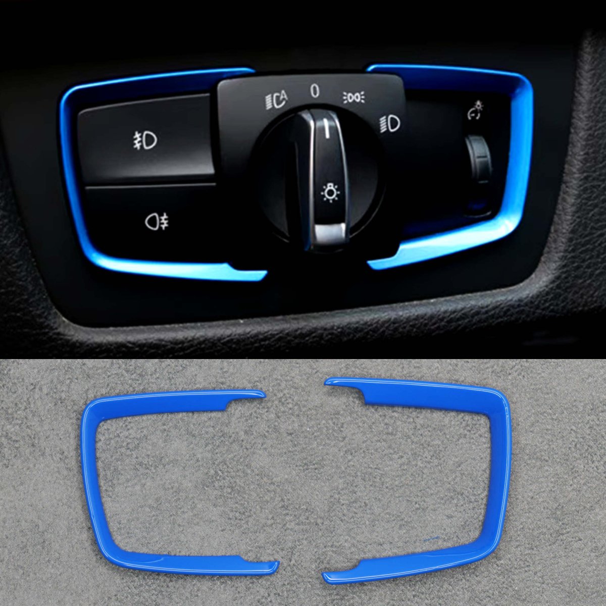 Blue Headlight Switch Trims for BMW M3 F80 F82 M4 F87 F30 M2 i3 1 2 3 4 5 6 Series - Interior Styling | Carbon Kings
