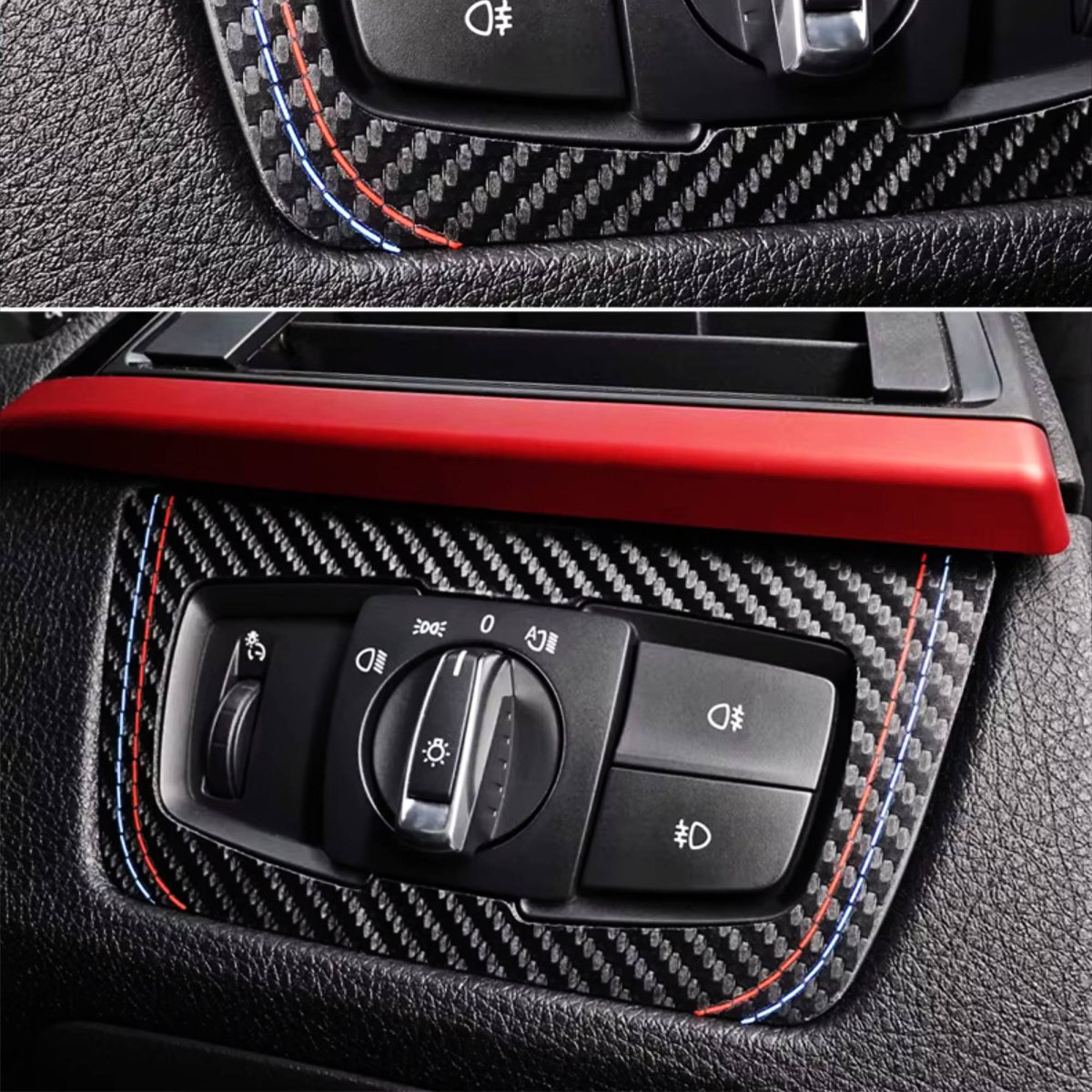 Carbon Fibre Style Headlight Switch Trim for BMW F30 F34 F80 M3 F82 M4 M5 F87 M2 - Interior Styling | Carbon Kings