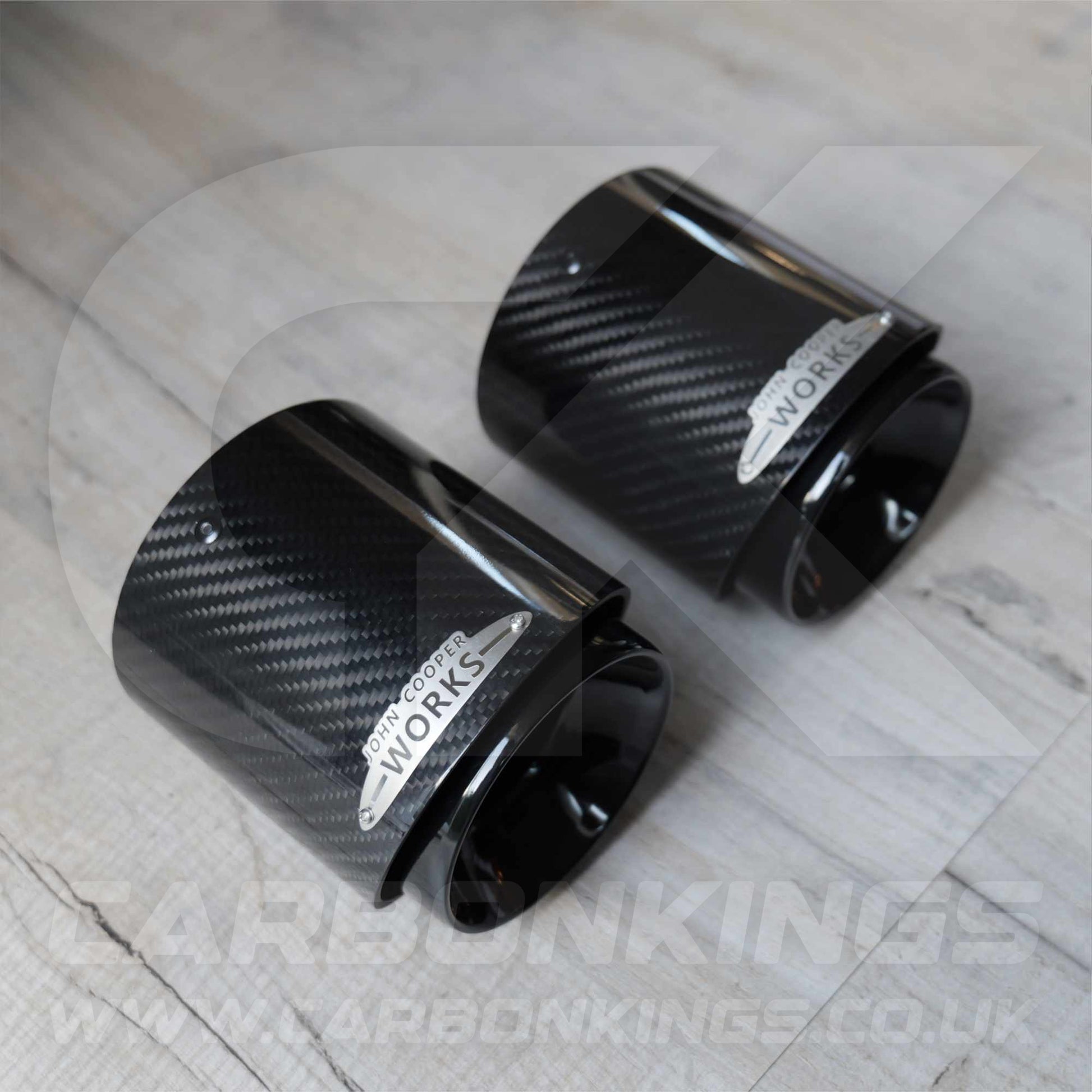 2x 85mm Mini JCW Carbon Fibre / Black Exhaust Tips F54 F55 F56 F57 F60 R55 R56