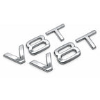 2x Chrome Silver V8T Side Wing Badge Emblems Audi SQ7 S6 S5 RS4 RS5 RS6 RS7 S8