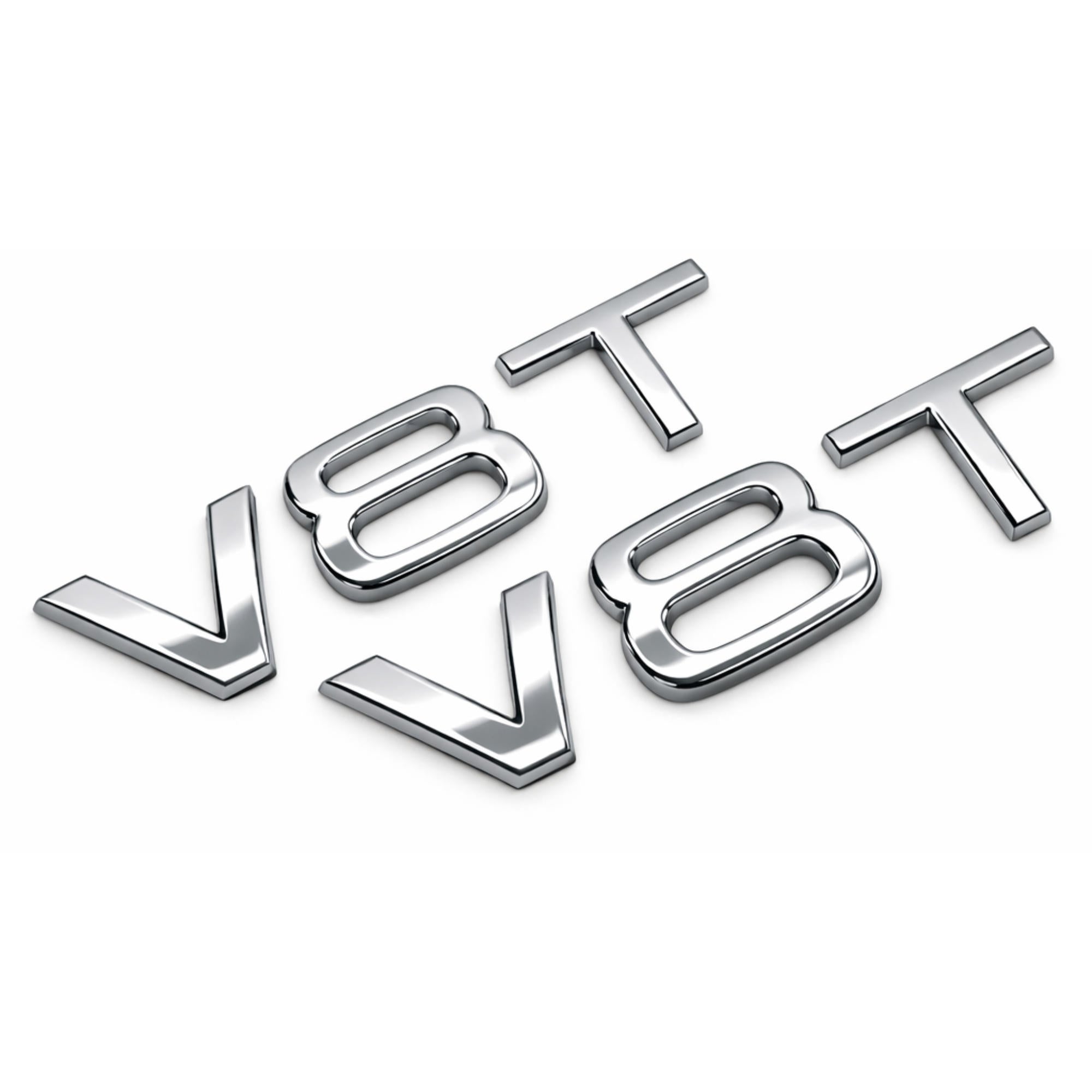 2x Chrome Silver V8T Side Wing Badge Emblems Audi SQ7 S6 S5 RS4 RS5 RS6 RS7 S8