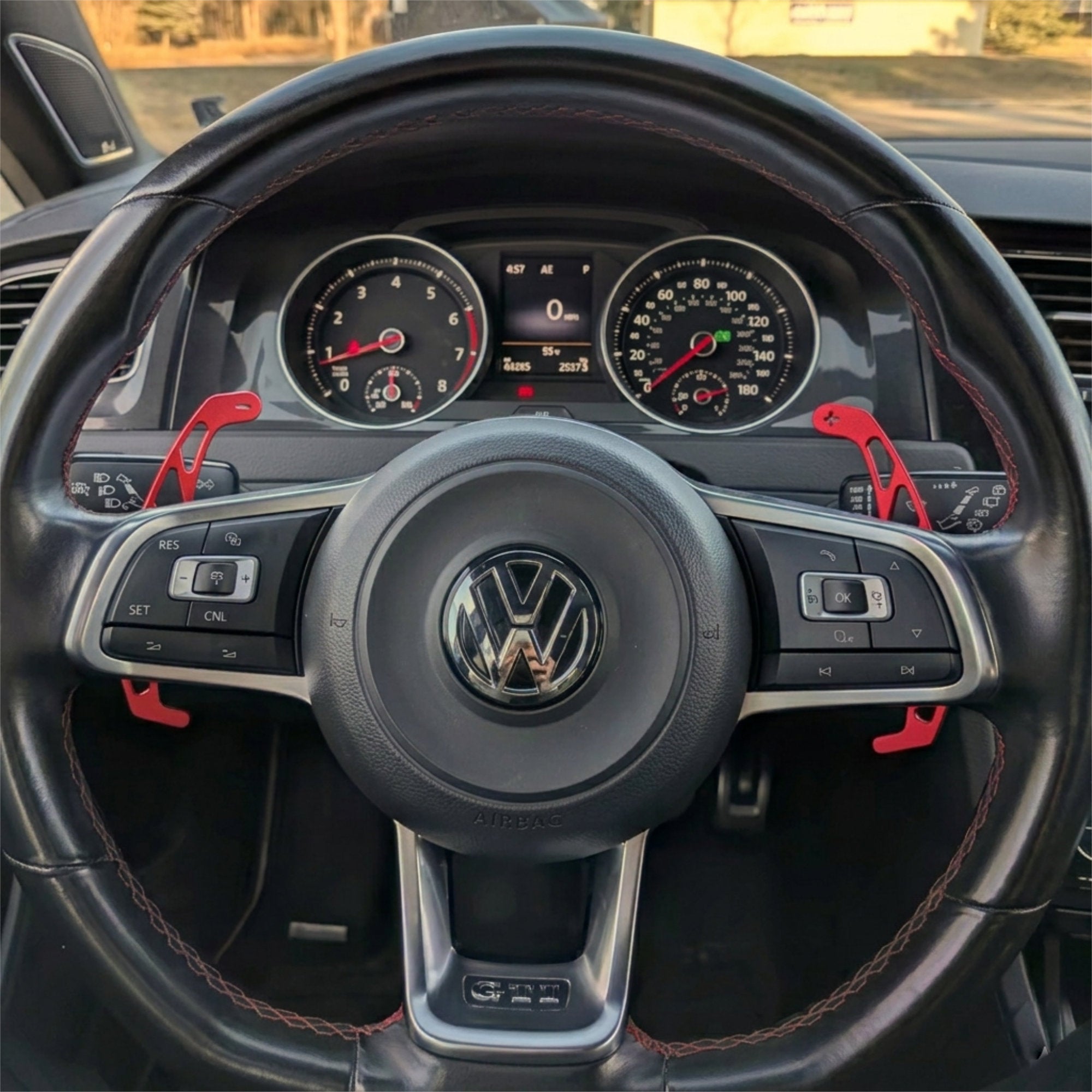Red Alloy Extended Gear Shifter Paddles for Volkswagen VW Golf MK7 7.5 GTI GTD R TSI DSG
