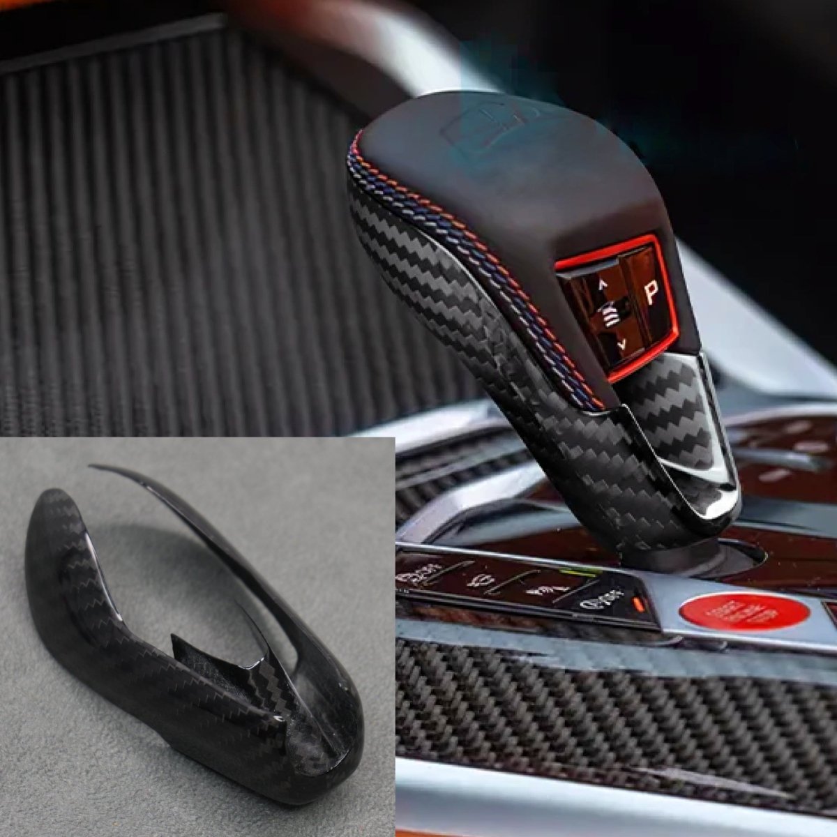 Carbon Fibre Gear Knob Cover Trim for BMW G80 M3 G82 M4 G87 M2 - Interior Styling | Carbon Kings
