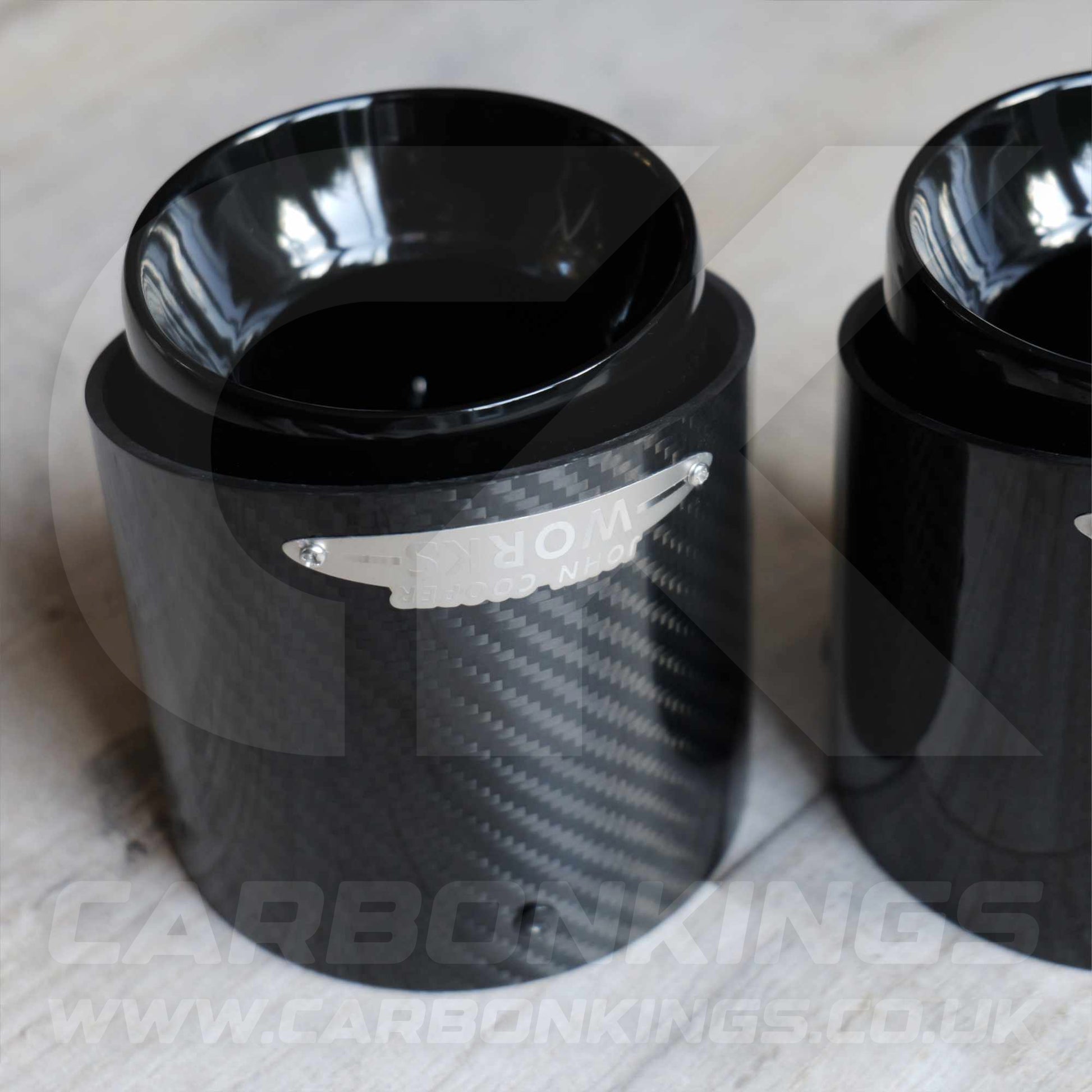 2x 85mm Mini JCW Carbon Fibre / Black Exhaust Tips F54 F55 F56 F57 F60 R55 R56