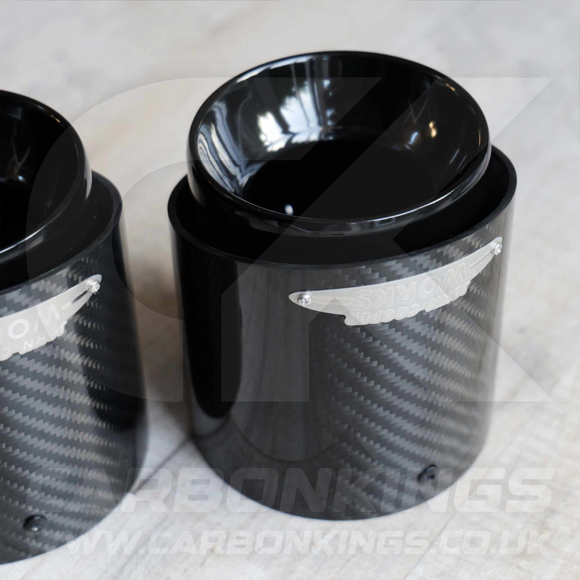 2x 85mm Mini JCW Carbon Fibre / Black Exhaust Tips F54 F55 F56 F57 F60 R55 R56