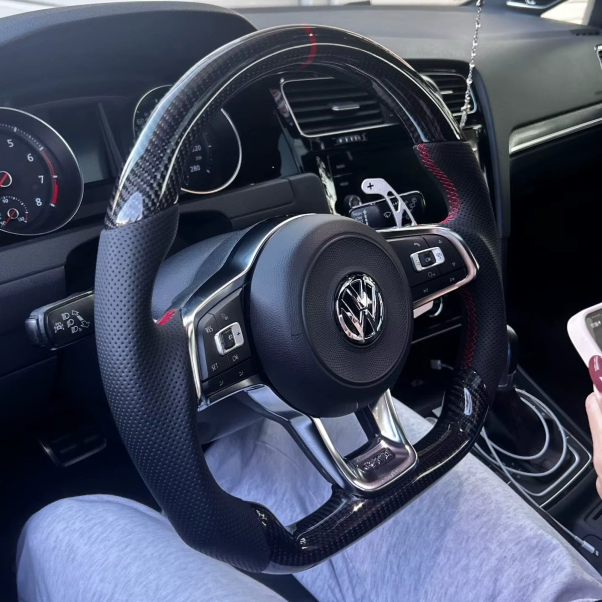 Carbon Fibre Steering Wheel for Volkswagen VW Golf MK7 MK7.5 R R - Line GTI GTD GTE + - Interior Styling | Carbon Kings