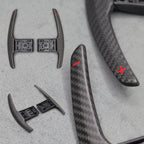 Satin Carbon Fibre / Red Gear Paddle Shifters BMW F80 M3 F82 F83 M4 F87 M2 - Interior Styling | Carbon Kings