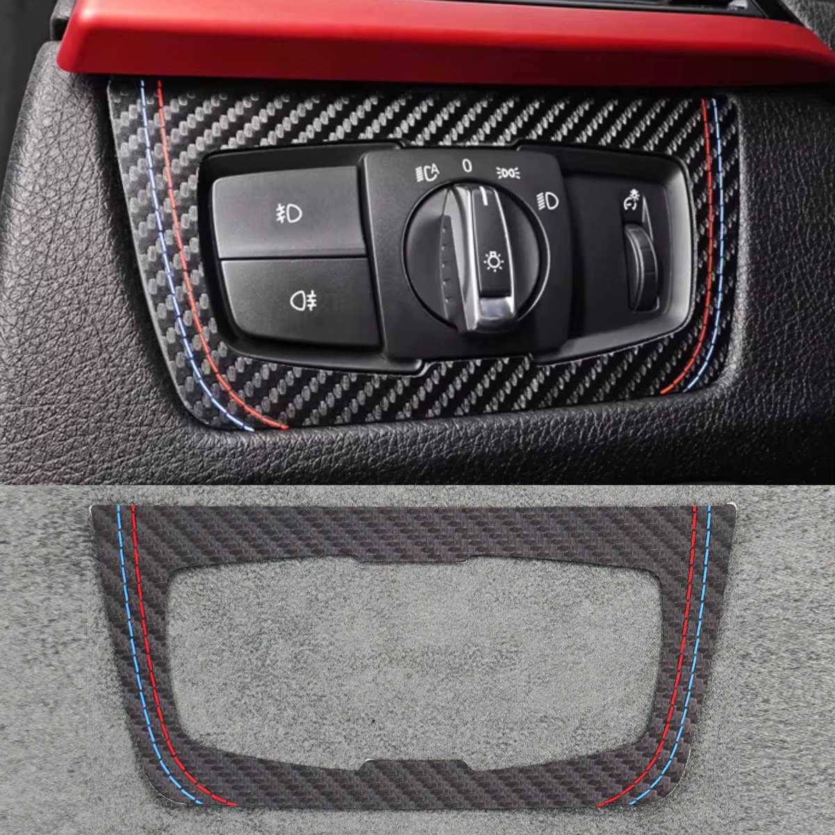 Carbon Fibre Style Headlight Switch Trim for BMW F30 F34 F80 M3 F82 M4 M5 F87 M2 - Interior Styling | Carbon Kings