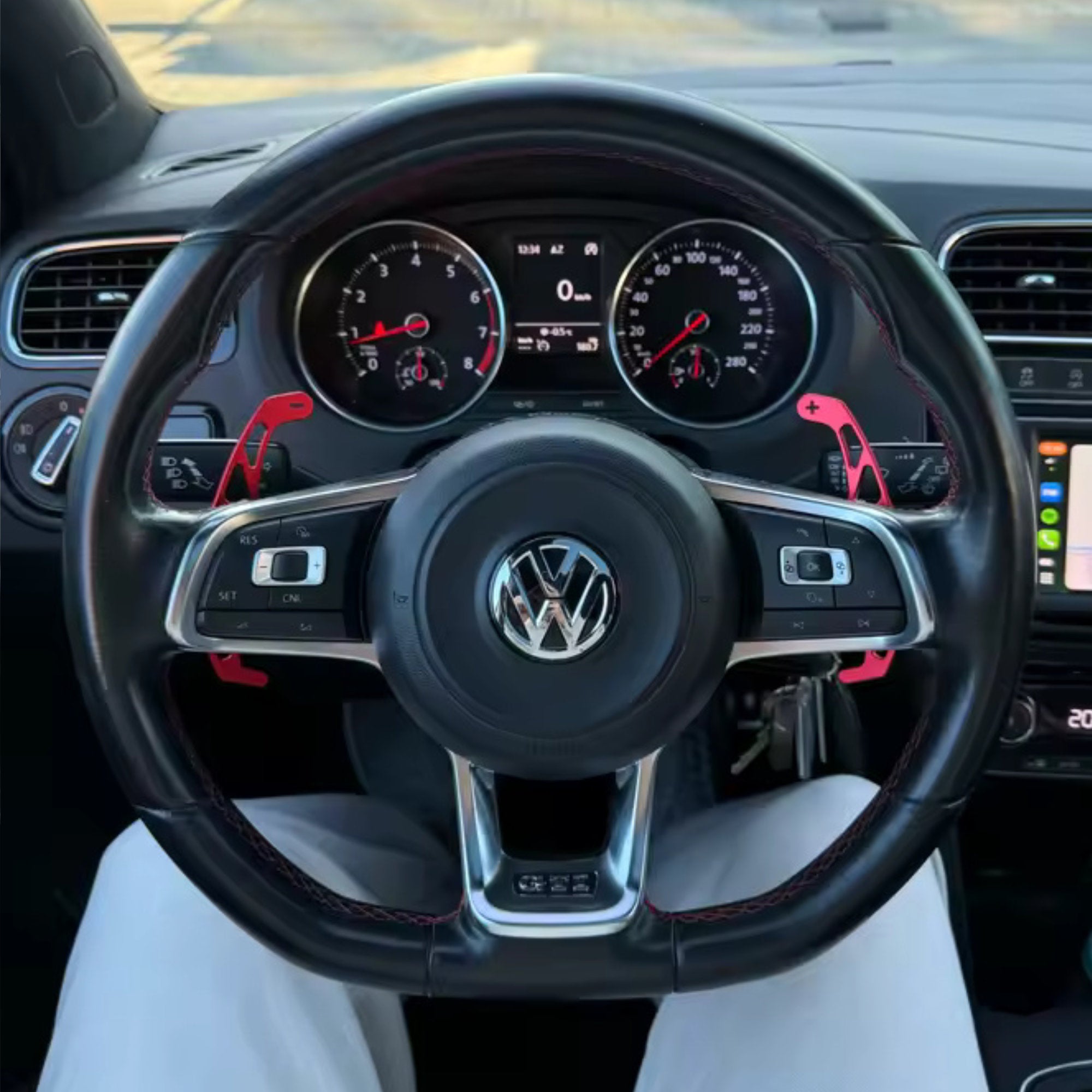 Red Alloy Extended Gear Shifter Paddles for Volkswagen VW Golf MK7 7.5 GTI GTD R TSI DSG