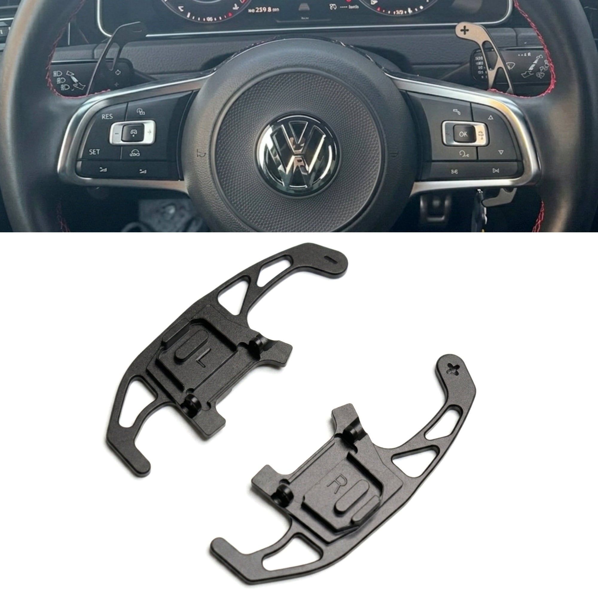 Black Alloy Extended Gear Shifter Paddles for Volkswagen VW Golf MK7 7.5 GTI GTD R TSI DSG