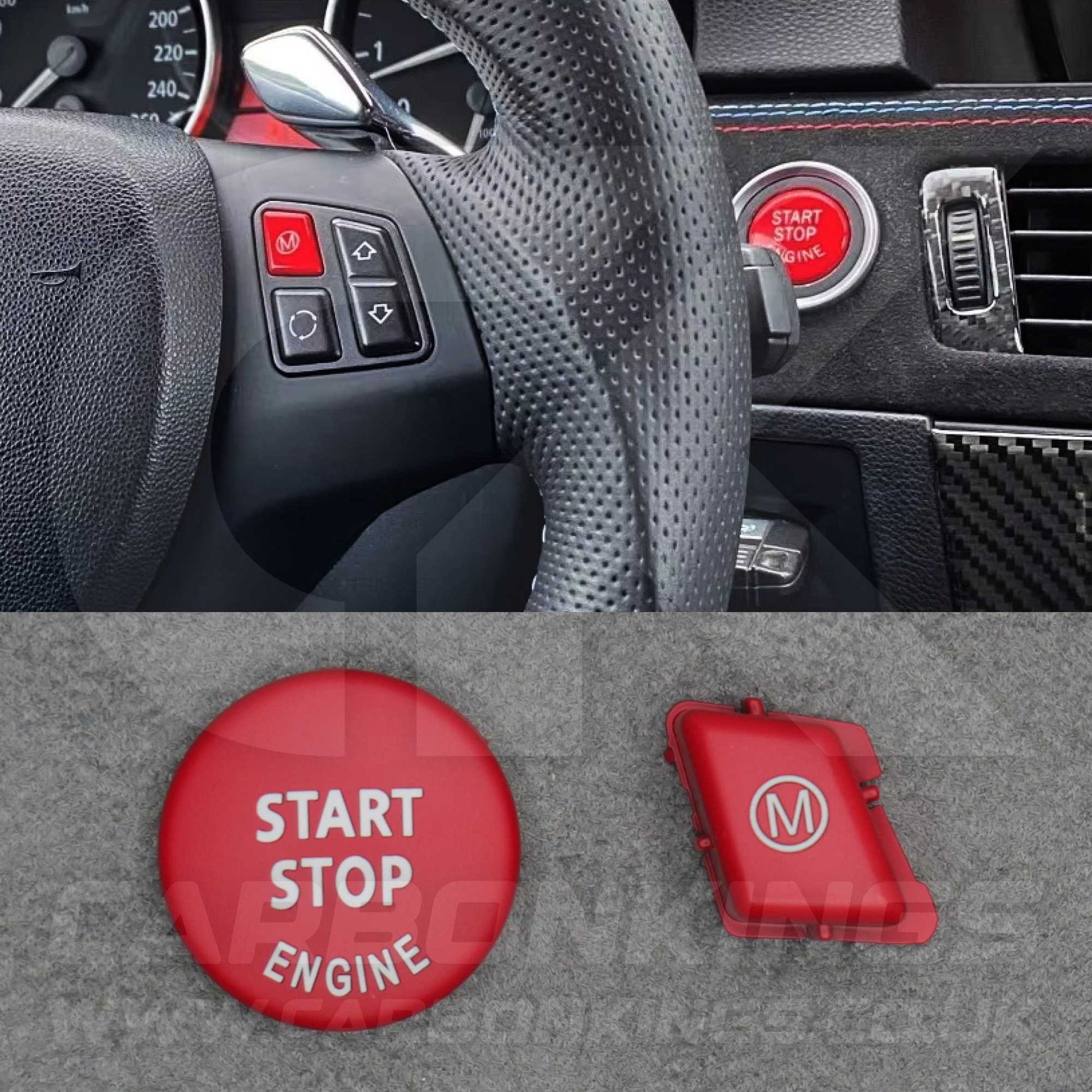 BMW Matte Red M Mode & Start Stop Button Set for E90 E92 E93 M3 4.0 V8