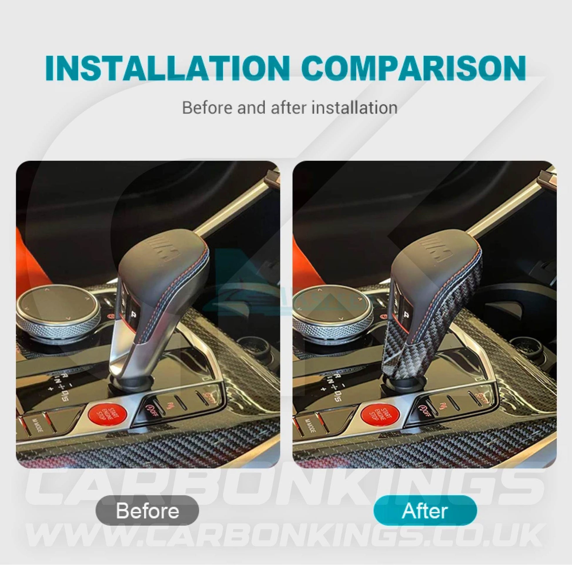 Genuine Carbon Fibre Gear Knob Cover Trim for BMW G80 M3 G82 M4 G87 M2