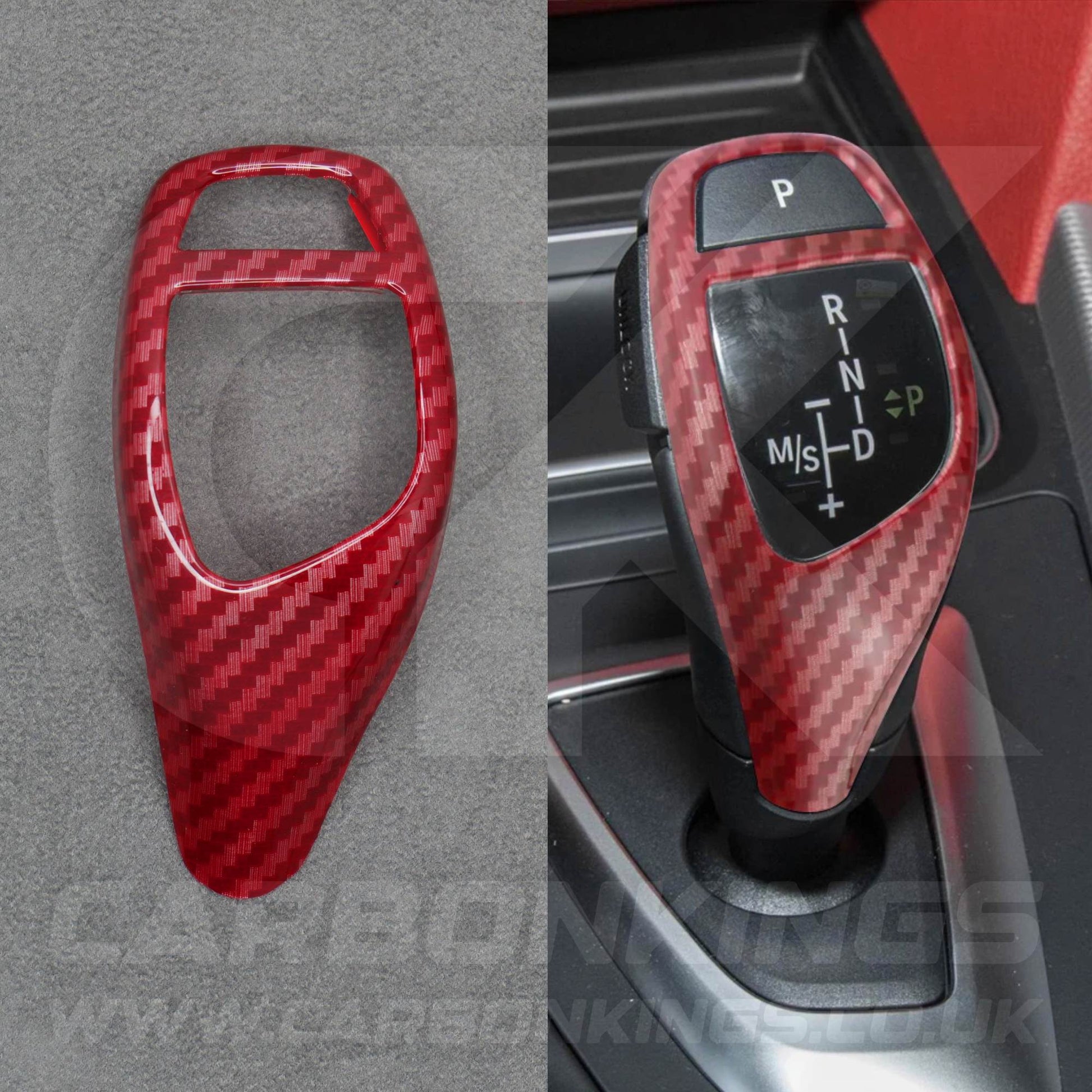 BMW Red Carbon Fibre Style Gear Shift Knob Cover Trim F30 F20 F10 F15 F25 X5 X3