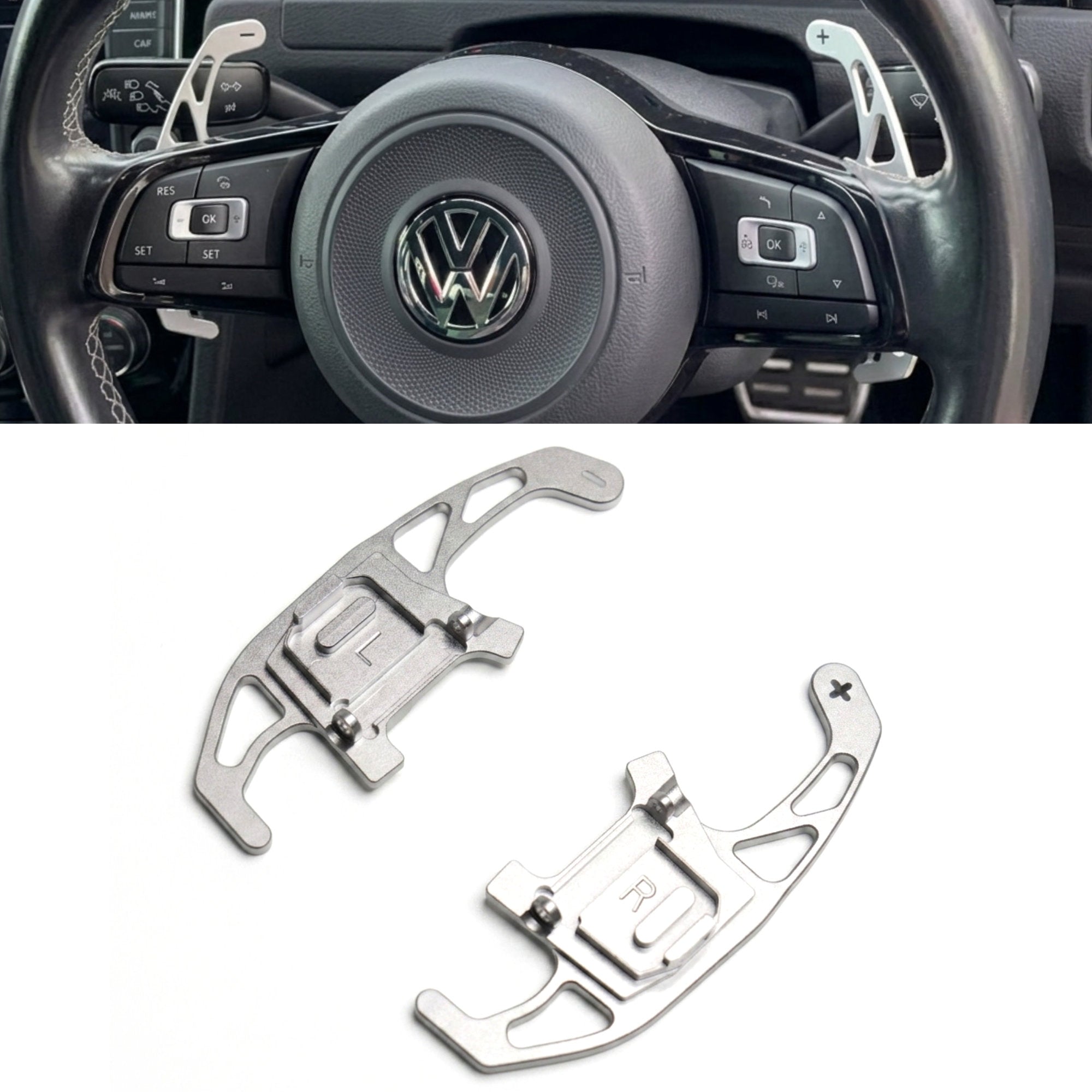 Silver Alloy Extended Gear Shifter Paddles for Volkswagen VW Golf MK7 7.5 GTI GTD R TSI DSG