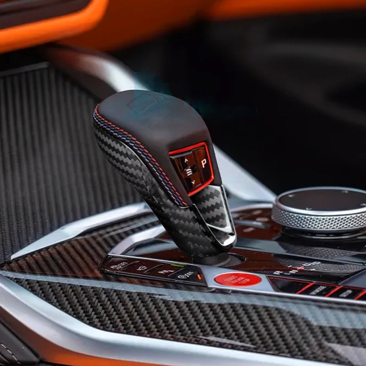 Carbon Fibre Gear Knob Cover Trim for BMW G80 M3 G82 M4 G87 M2 - Interior Styling | Carbon Kings