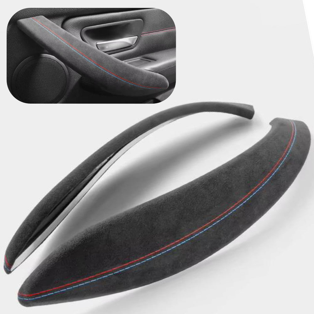 Alcantara Door Handle Covers Printed Red Blue Stitching BMW 3 4 Series F30 F31 F34 F32 F33 F36