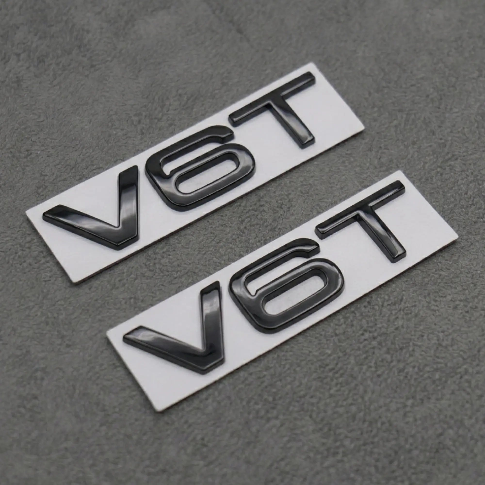 2x Gloss Black V6T Side Wing Badge Emblems for Audi A4 A5 A6 A7 S3 S4 S5 S6 Q5 Q7 V6