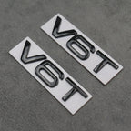 2x Gloss Black V6T Side Wing Badge Emblems for Audi A4 A5 A6 A7 S3 S4 S5 S6 Q5 Q7 V6