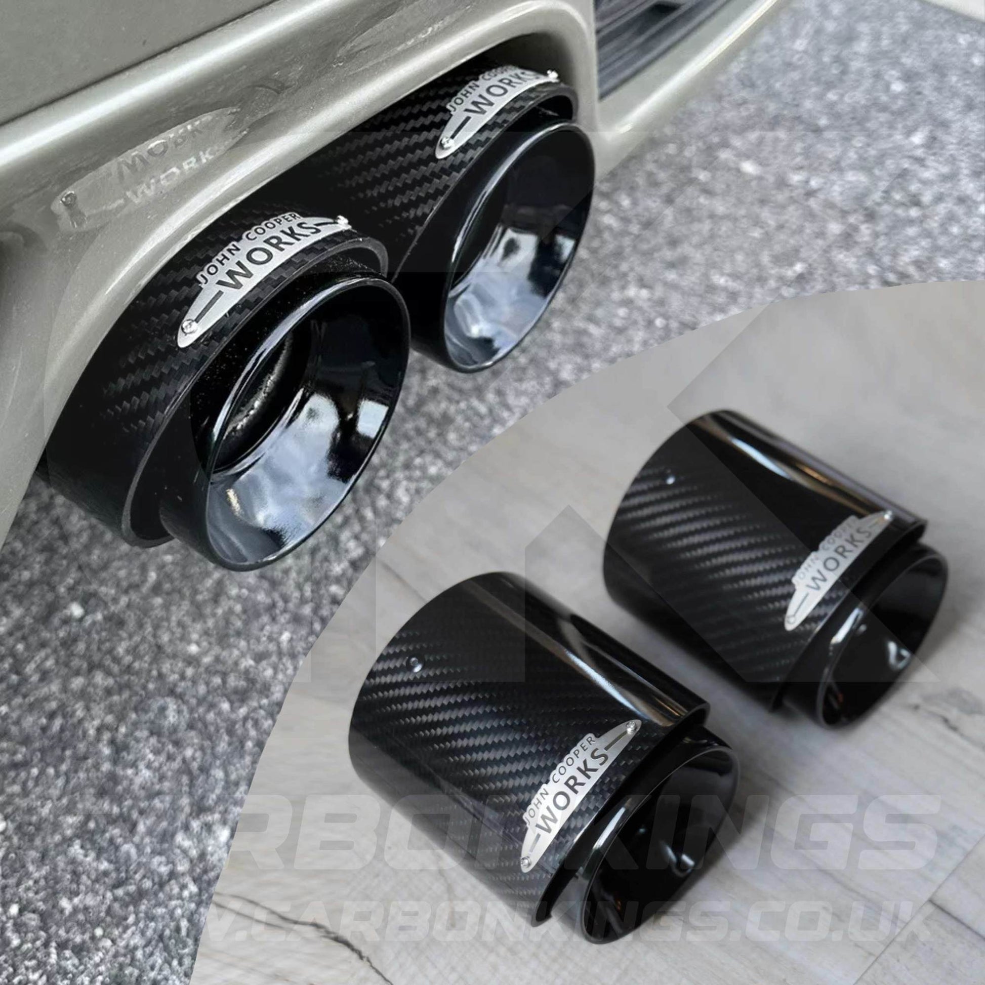 2x 85mm Mini JCW Carbon Fibre / Black Exhaust Tips F54 F55 F56 F57 F60 R55 R56