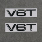 2x Gloss Black V6T Side Wing Badge Emblems for Audi A4 A5 A6 A7 S3 S4 S5 S6 Q5 Q7 V6