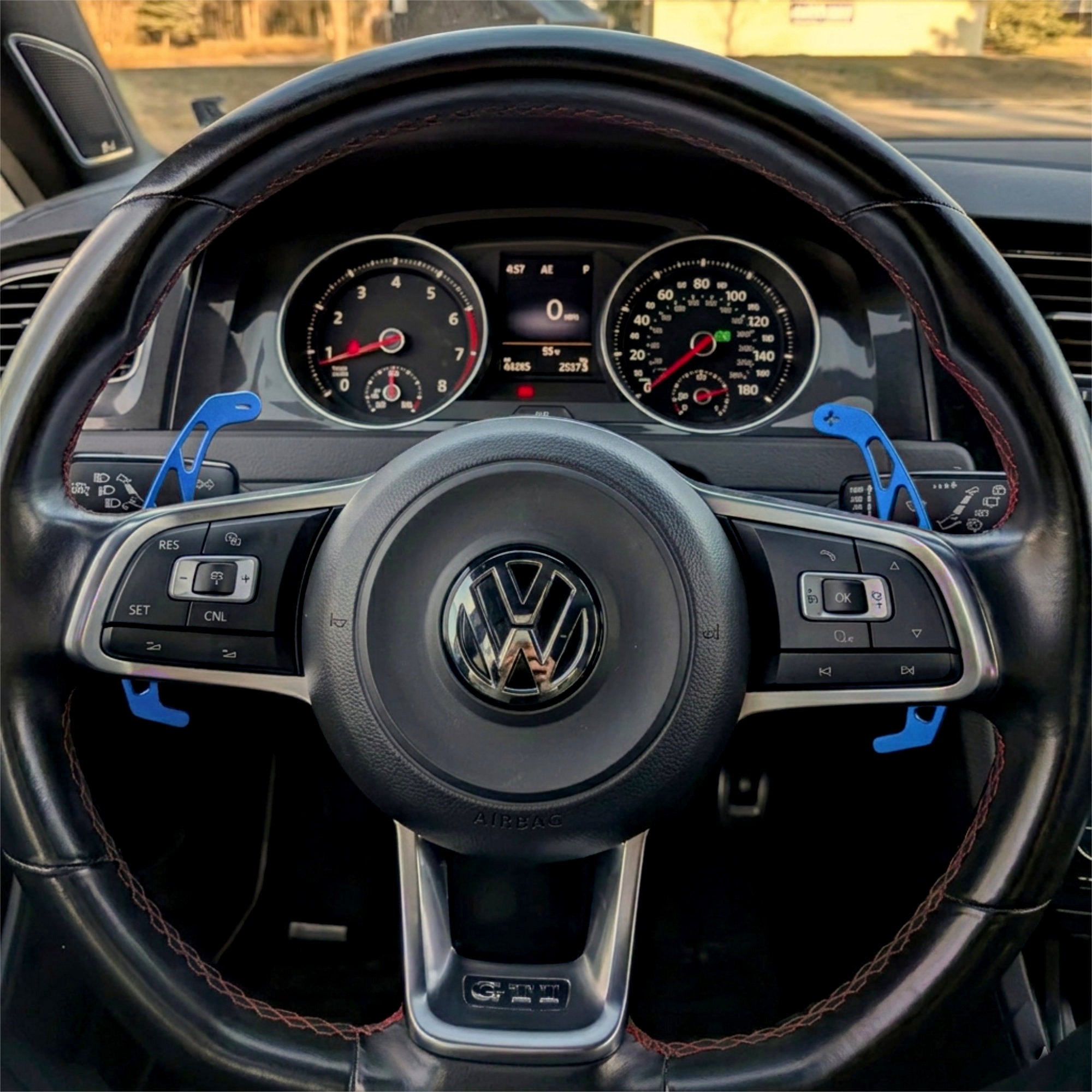 Blue Alloy Extended Gear Shifter Paddles for Volkswagen VW Golf MK7 7.5 GTI GTD R TSI DSG