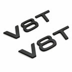 2x Matte Black V8T Side Wing Badge Emblems for Audi SQ7 S6 S5 RS4 RS5 RS6 RS7 S8
