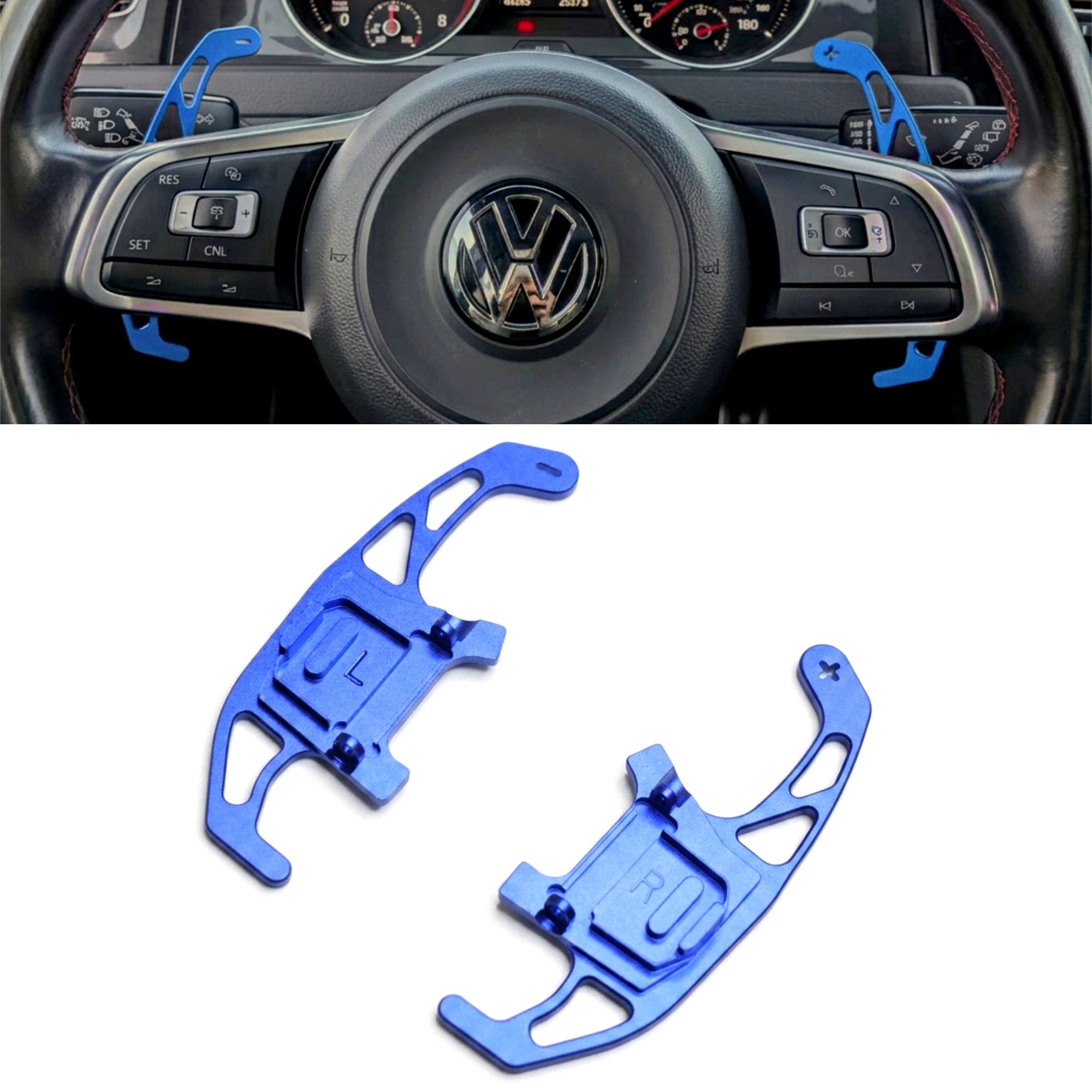 Blue Alloy Extended Gear Shifter Paddles for Volkswagen VW Golf MK7 7.5 GTI GTD R TSI DSG