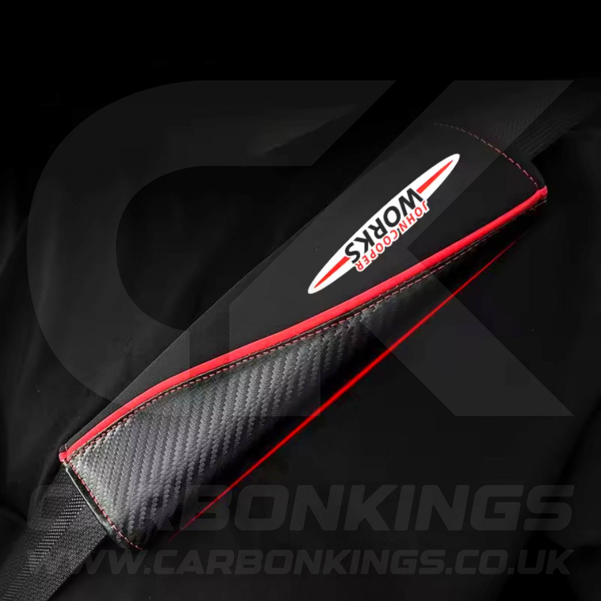 Mini Cooper S Carbon Fibre Leather / Suede Seatbelt Covers Pads Protectors