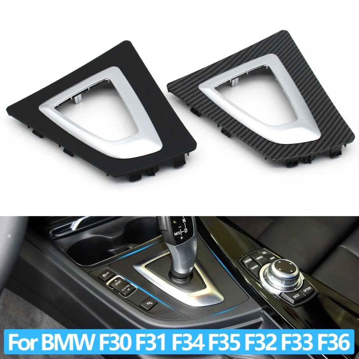 Carbon Fibre Style Gear Knob Surround BMW 3 4 Series F30 F31 F34 F35 F32 F33 - Interior Styling | Carbon Kings