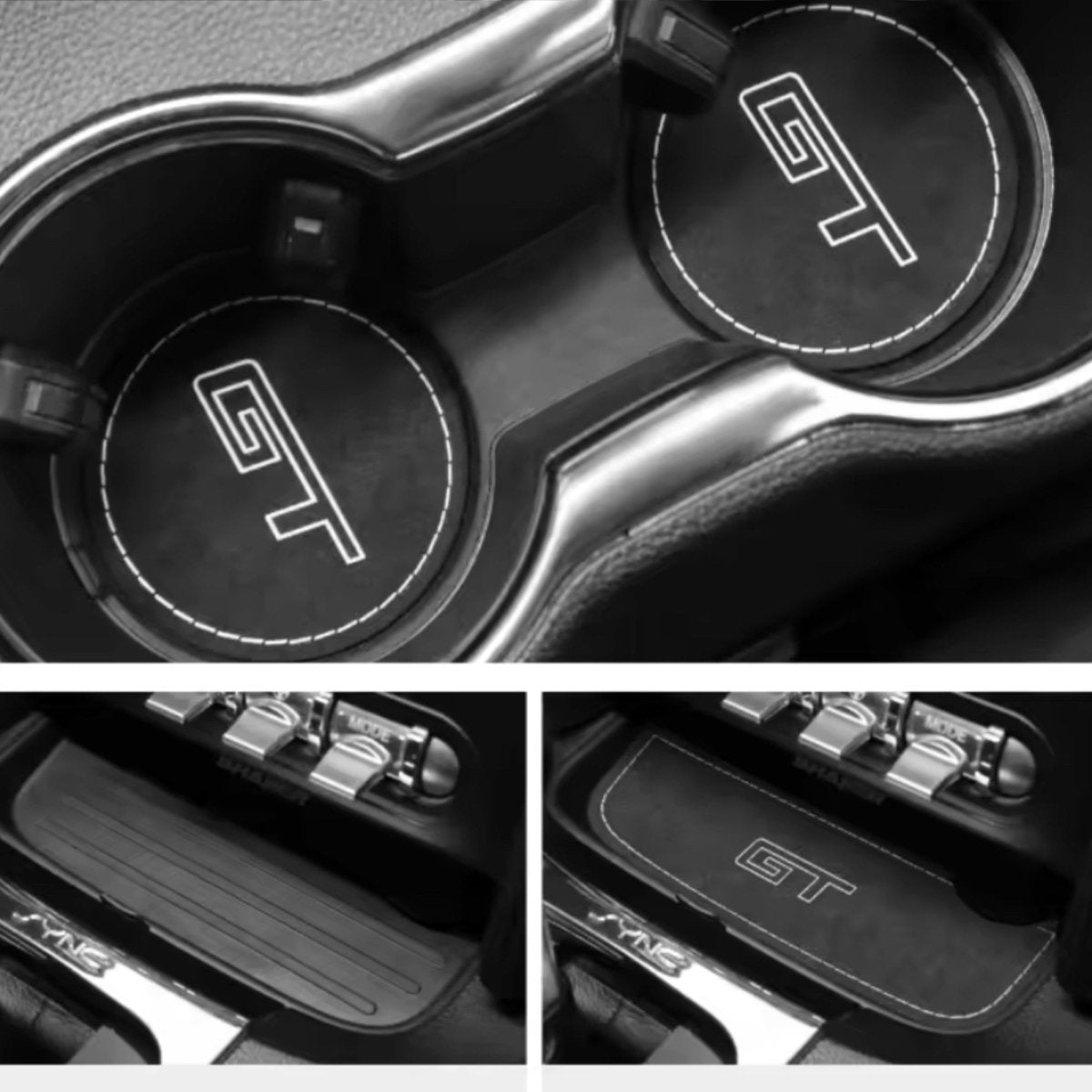 Alcantara Cup Holder Storage Covers for Ford Mustang GT S550 Mach 1 V8 GT350 - Interior Styling | Carbon Kings