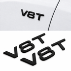 2x Matte Black V8T Side Wing Badge Emblems for Audi SQ7 S6 S5 RS4 RS5 RS6 RS7 S8